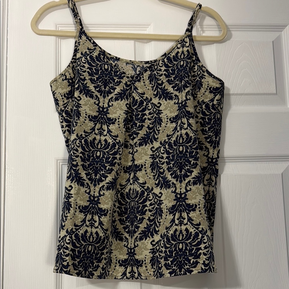 Elegant Navy and Cream Patterned Women's Top